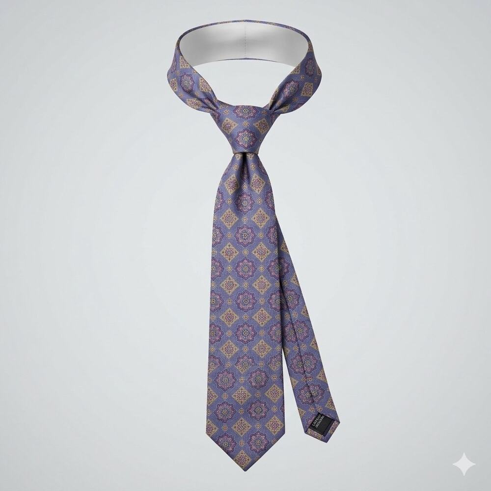 Cape Cod Neckwear Purple Gold Geometric Men's Tie 60"